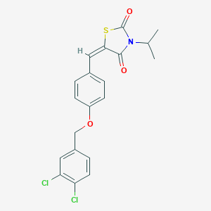 molecular formula C20H17Cl2NO3S B424288 (5E)-5-{4-[(3,4-dichlorobenzyl)oxy]benzylidene}-3-(propan-2-yl)-1,3-thiazolidine-2,4-dione 