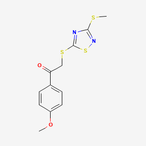 molecular formula C12H12N2O2S3 B4242888 1-(4-Methoxyphenyl)-2-[(3-methylsulfanyl-1,2,4-thiadiazol-5-yl)sulfanyl]ethanone 