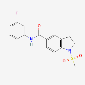 molecular formula C16H15FN2O3S B4242896 N-(3-FLUOROPHENYL)-1-METHANESULFONYL-2,3-DIHYDRO-1H-INDOLE-5-CARBOXAMIDE 