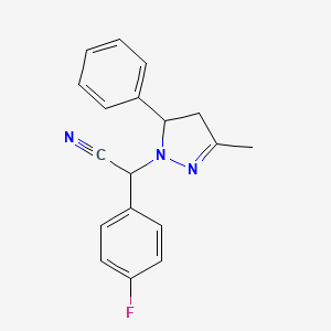 molecular formula C18H16FN3 B4242901 (4-fluorophenyl)(3-methyl-5-phenyl-4,5-dihydro-1H-pyrazol-1-yl)acetonitrile 