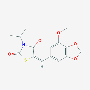 molecular formula C15H15NO5S B424291 3-Isopropyl-5-[(7-methoxy-1,3-benzodioxol-5-yl)methylene]-1,3-thiazolidine-2,4-dione 