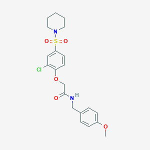 molecular formula C21H25ClN2O5S B4242921 2-(2-chloro-4-piperidin-1-ylsulfonylphenoxy)-N-[(4-methoxyphenyl)methyl]acetamide 