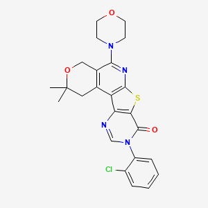 molecular formula C24H23ClN4O3S B4242951 14-(2-chlorophenyl)-4,4-dimethyl-8-morpholin-4-yl-5-oxa-11-thia-9,14,16-triazatetracyclo[8.7.0.02,7.012,17]heptadeca-1(10),2(7),8,12(17),15-pentaen-13-one 