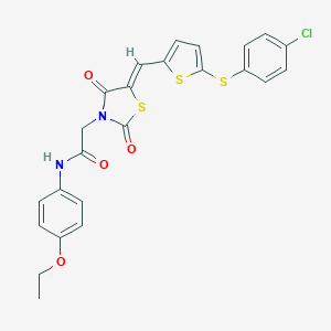 molecular formula C24H19ClN2O4S3 B424297 2-[5-({5-[(4-chlorophenyl)sulfanyl]thien-2-yl}methylene)-2,4-dioxo-1,3-thiazolidin-3-yl]-N-(4-ethoxyphenyl)acetamide 