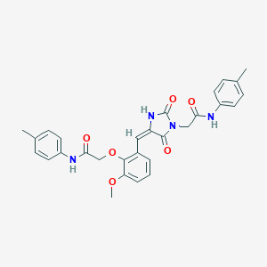molecular formula C29H28N4O6 B424301 2-[2-({2,5-dioxo-1-[2-oxo-2-(4-toluidino)ethyl]imidazolidin-4-ylidene}methyl)-6-methoxyphenoxy]-N-(4-methylphenyl)acetamide 