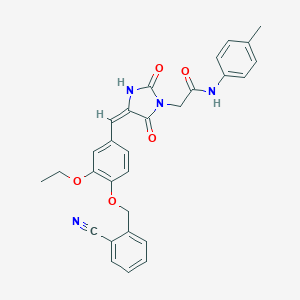 molecular formula C29H26N4O5 B424304 2-(4-{4-[(2-cyanobenzyl)oxy]-3-ethoxybenzylidene}-2,5-dioxo-1-imidazolidinyl)-N-(4-methylphenyl)acetamide 