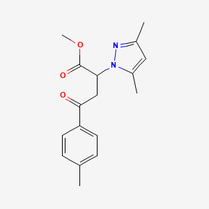 molecular formula C17H20N2O3 B4243041 methyl 2-(3,5-dimethyl-1H-pyrazol-1-yl)-4-(4-methylphenyl)-4-oxobutanoate 