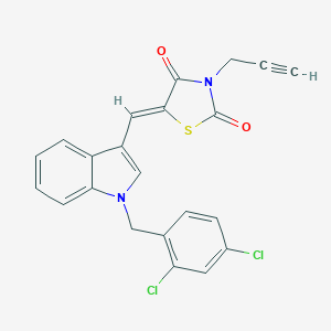 molecular formula C22H14Cl2N2O2S B424308 5-{[1-(2,4-dichlorobenzyl)-1H-indol-3-yl]methylene}-3-(2-propynyl)-1,3-thiazolidine-2,4-dione 