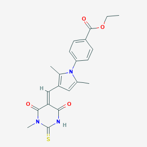 ethyl 4-{2,5-dimethyl-3-[(E)-(1-methyl-4,6-dioxo-2-thioxotetrahydropyrimidin-5(2H)-ylidene)methyl]-1H-pyrrol-1-yl}benzoate