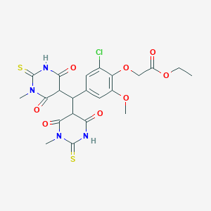 molecular formula C22H23ClN4O8S2 B424312 Ethyl {4-[bis(1-methyl-4,6-dioxo-2-thioxohexahydropyrimidin-5-yl)methyl]-2-chloro-6-methoxyphenoxy}acetate 