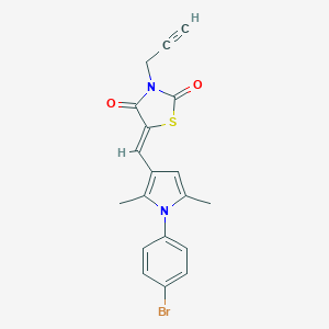 molecular formula C19H15BrN2O2S B424313 (5Z)-5-{[1-(4-bromophenyl)-2,5-dimethyl-1H-pyrrol-3-yl]methylidene}-3-(prop-2-yn-1-yl)-1,3-thiazolidine-2,4-dione 