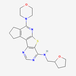 molecular formula C21H25N5O2S B4243132 7-morpholin-4-yl-N-(oxolan-2-ylmethyl)-10-thia-8,13,15-triazatetracyclo[7.7.0.02,6.011,16]hexadeca-1(9),2(6),7,11(16),12,14-hexaen-12-amine 