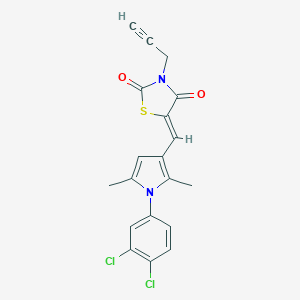 molecular formula C19H14Cl2N2O2S B424314 (5Z)-5-{[1-(3,4-dichlorophenyl)-2,5-dimethyl-1H-pyrrol-3-yl]methylidene}-3-(prop-2-yn-1-yl)-1,3-thiazolidine-2,4-dione 