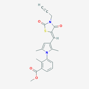 molecular formula C22H20N2O4S B424315 methyl 3-(3-{[2,4-dioxo-3-(2-propynyl)-1,3-thiazolidin-5-ylidene]methyl}-2,5-dimethyl-1H-pyrrol-1-yl)-2-methylbenzoate 