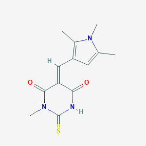 molecular formula C13H15N3O2S B424317 (5E)-1-methyl-2-thioxo-5-[(1,2,5-trimethyl-1H-pyrrol-3-yl)methylidene]dihydropyrimidine-4,6(1H,5H)-dione 