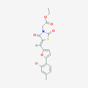 molecular formula C19H16BrNO5S B424319 Ethyl (5-{[5-(2-bromo-4-methylphenyl)-2-furyl]methylene}-2,4-dioxo-1,3-thiazolidin-3-yl)acetate 