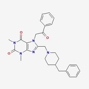 8-[(4-benzylpiperidin-1-yl)methyl]-1,3-dimethyl-7-(2-oxo-2-phenylethyl)-2,3,6,7-tetrahydro-1H-purine-2,6-dione