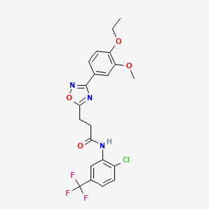 molecular formula C21H19ClF3N3O4 B4243198 N-[2-chloro-5-(trifluoromethyl)phenyl]-3-[3-(4-ethoxy-3-methoxyphenyl)-1,2,4-oxadiazol-5-yl]propanamide 