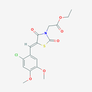 molecular formula C16H16ClNO6S B424320 ethyl [(5Z)-5-(2-chloro-4,5-dimethoxybenzylidene)-2,4-dioxo-1,3-thiazolidin-3-yl]acetate 