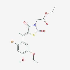 molecular formula C16H16BrNO6S B424321 Ethyl [5-(2-bromo-5-ethoxy-4-hydroxybenzylidene)-2,4-dioxo-1,3-thiazolidin-3-yl]acetate 