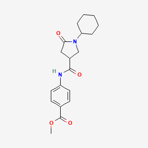 molecular formula C19H24N2O4 B4243223 METHYL 4-{[(1-CYCLOHEXYL-5-OXOTETRAHYDRO-1H-PYRROL-3-YL)CARBONYL]AMINO}BENZOATE 