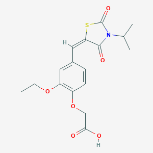molecular formula C17H19NO6S B424323 (4-{(E)-[2,4-dioxo-3-(propan-2-yl)-1,3-thiazolidin-5-ylidene]methyl}-2-ethoxyphenoxy)acetic acid 
