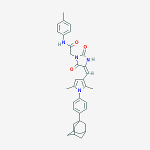molecular formula C35H38N4O3 B424329 2-[4-({1-[4-(1-adamantyl)phenyl]-2,5-dimethyl-1H-pyrrol-3-yl}methylene)-2,5-dioxo-1-imidazolidinyl]-N-(4-methylphenyl)acetamide 