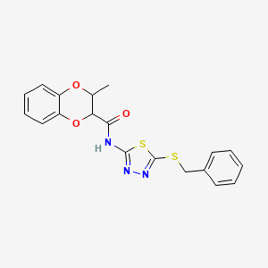 molecular formula C19H17N3O3S2 B4243292 N-[5-(benzylthio)-1,3,4-thiadiazol-2-yl]-3-methyl-2,3-dihydro-1,4-benzodioxine-2-carboxamide 