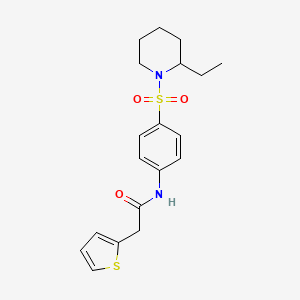 molecular formula C19H24N2O3S2 B4243301 N-{4-[(2-ethylpiperidin-1-yl)sulfonyl]phenyl}-2-(thiophen-2-yl)acetamide 