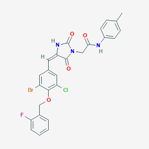 2-(4-{3-bromo-5-chloro-4-[(2-fluorobenzyl)oxy]benzylidene}-2,5-dioxoimidazolidin-1-yl)-N-(4-methylphenyl)acetamide