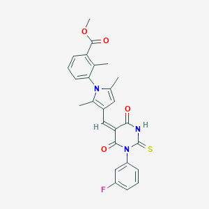 methyl 3-(3-{(E)-[1-(3-fluorophenyl)-4,6-dioxo-2-thioxotetrahydropyrimidin-5(2H)-ylidene]methyl}-2,5-dimethyl-1H-pyrrol-1-yl)-2-methylbenzoate