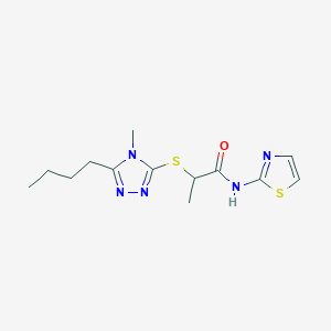 molecular formula C13H19N5OS2 B4243357 2-[(5-butyl-4-methyl-1,2,4-triazol-3-yl)sulfanyl]-N-(1,3-thiazol-2-yl)propanamide 