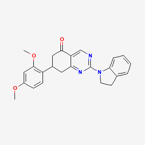 2-(2,3-dihydro-1H-indol-1-yl)-7-(2,4-dimethoxyphenyl)-7,8-dihydroquinazolin-5(6H)-one