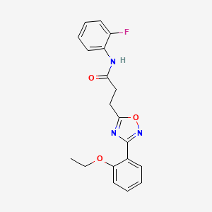 molecular formula C19H18FN3O3 B4243379 3-[3-(2-ethoxyphenyl)-1,2,4-oxadiazol-5-yl]-N-(2-fluorophenyl)propanamide 