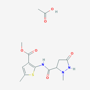 molecular formula C14H19N3O6S B4243380 Acetic acid;methyl 5-methyl-2-[(2-methyl-5-oxopyrazolidine-3-carbonyl)amino]thiophene-3-carboxylate 