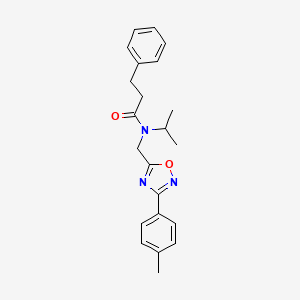 molecular formula C22H25N3O2 B4243394 N-{[3-(4-methylphenyl)-1,2,4-oxadiazol-5-yl]methyl}-3-phenyl-N-(propan-2-yl)propanamide 