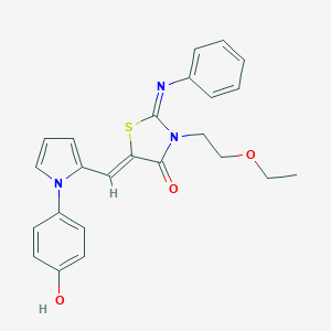 molecular formula C24H23N3O3S B424340 3-(2-ethoxyethyl)-5-{[1-(4-hydroxyphenyl)-1H-pyrrol-2-yl]methylene}-2-(phenylimino)-1,3-thiazolidin-4-one 