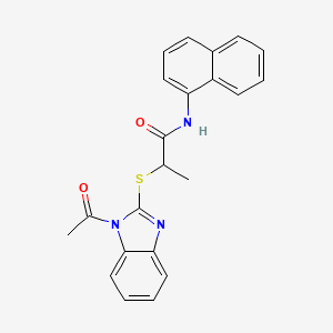 molecular formula C22H19N3O2S B4243416 2-[(1-ACETYL-1H-1,3-BENZIMIDAZOL-2-YL)SULFANYL]-N~1~-(1-NAPHTHYL)PROPANAMIDE 