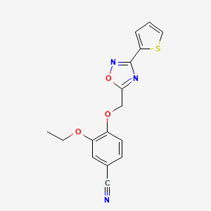 molecular formula C16H13N3O3S B4243472 3-ethoxy-4-{[3-(2-thienyl)-1,2,4-oxadiazol-5-yl]methoxy}benzonitrile 