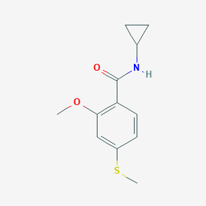 molecular formula C12H15NO2S B424348 N-cyclopropyl-2-methoxy-4-(methylsulfanyl)benzamide 