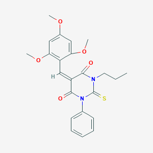 (5E)-1-phenyl-3-propyl-2-thioxo-5-(2,4,6-trimethoxybenzylidene)dihydropyrimidine-4,6(1H,5H)-dione