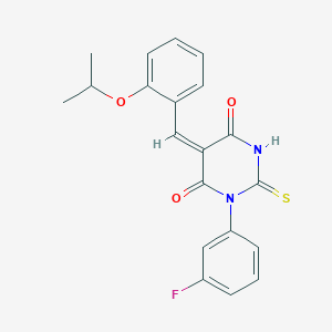 molecular formula C20H17FN2O3S B424355 (5E)-1-(3-fluorophenyl)-5-[2-(propan-2-yloxy)benzylidene]-2-thioxodihydropyrimidine-4,6(1H,5H)-dione 
