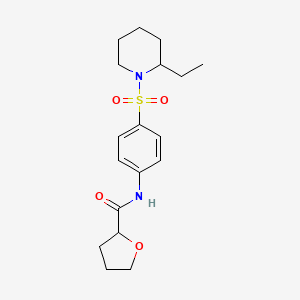 molecular formula C18H26N2O4S B4243596 N-{4-[(2-ethylpiperidin-1-yl)sulfonyl]phenyl}tetrahydrofuran-2-carboxamide 