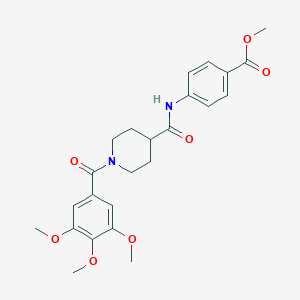 molecular formula C24H28N2O7 B424362 Methyl 4-({[1-(3,4,5-trimethoxybenzoyl)-4-piperidinyl]carbonyl}amino)benzoate 