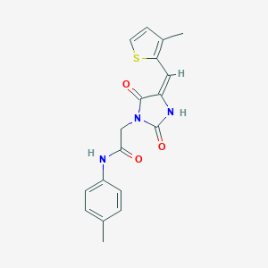molecular formula C18H17N3O3S B424365 N-(4-methylphenyl)-2-{(4E)-4-[(3-methylthiophen-2-yl)methylidene]-2,5-dioxoimidazolidin-1-yl}acetamide 