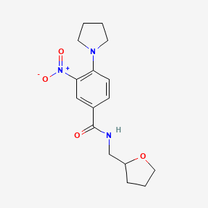 molecular formula C16H21N3O4 B4243652 3-nitro-N-(oxolan-2-ylmethyl)-4-pyrrolidin-1-ylbenzamide 