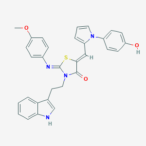 molecular formula C31H26N4O3S B424369 5-{[1-(4-hydroxyphenyl)-1H-pyrrol-2-yl]methylene}-3-[2-(1H-indol-3-yl)ethyl]-2-[(4-methoxyphenyl)imino]-1,3-thiazolidin-4-one 