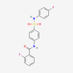 molecular formula C19H14F2N2O3S B4243724 2-fluoro-N-(4-{[(4-fluorophenyl)amino]sulfonyl}phenyl)benzamide 