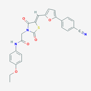 molecular formula C25H19N3O5S B424379 2-[(5Z)-5-{[5-(4-cyanophenyl)furan-2-yl]methylidene}-2,4-dioxo-1,3-thiazolidin-3-yl]-N-(4-ethoxyphenyl)acetamide 