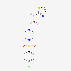 molecular formula C15H17ClN4O3S2 B4243800 2-{4-[(4-chlorophenyl)sulfonyl]-1-piperazinyl}-N-1,3-thiazol-2-ylacetamide 